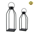 thumbnail image 2 of Set of 2 Black Metal Lantern Farmhouse Lanterns Candle Holder for Outdoor Indoor Mantle Decor (NO Candle), 2 of 8