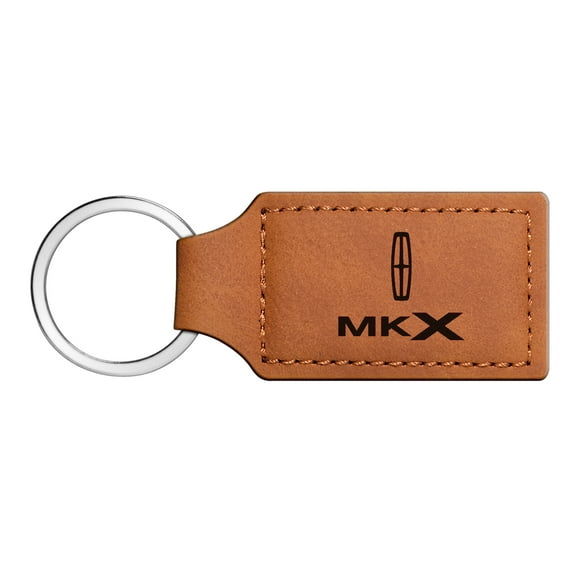 iPick Image for Lincoln Rectangular Brown Leather Key Chain - MKX, Official Licensed
