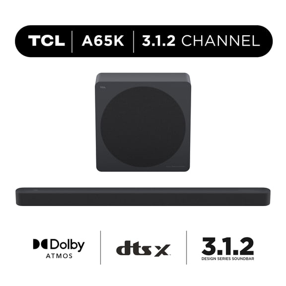 TCL 3.1.2 Channel Soundbar (NEW 2026) - Audio by Bang & Olufsen, Dolby Atmos, Up-Firing Speakers, Wireless Subwoofer, Bluetooth Music Streaming, AI Sonic Auto Room Calibration - Design Series, A65K