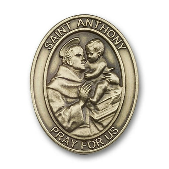 St. Anthony Auto Sun Visor Clip for Car Truck Driver, Antique Gold Finish, Made in USA