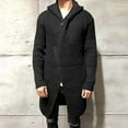 thumbnail image 2 of VNKIDY Men's Sweater Coat Fall Winter Oversized Solid Color Ribbed Knit Hooded Cardigan Long Sleeve Buttons Down Thermal Windproof Coat For Cold Weather Daily Wear Relaxed Fit Knitwear, 2 of 4