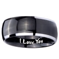 thumbnail image 2 of Tungsten I love You 8mm Glossy Black 2 Tone Dome Polished Edges Men Ring, 2 of 2