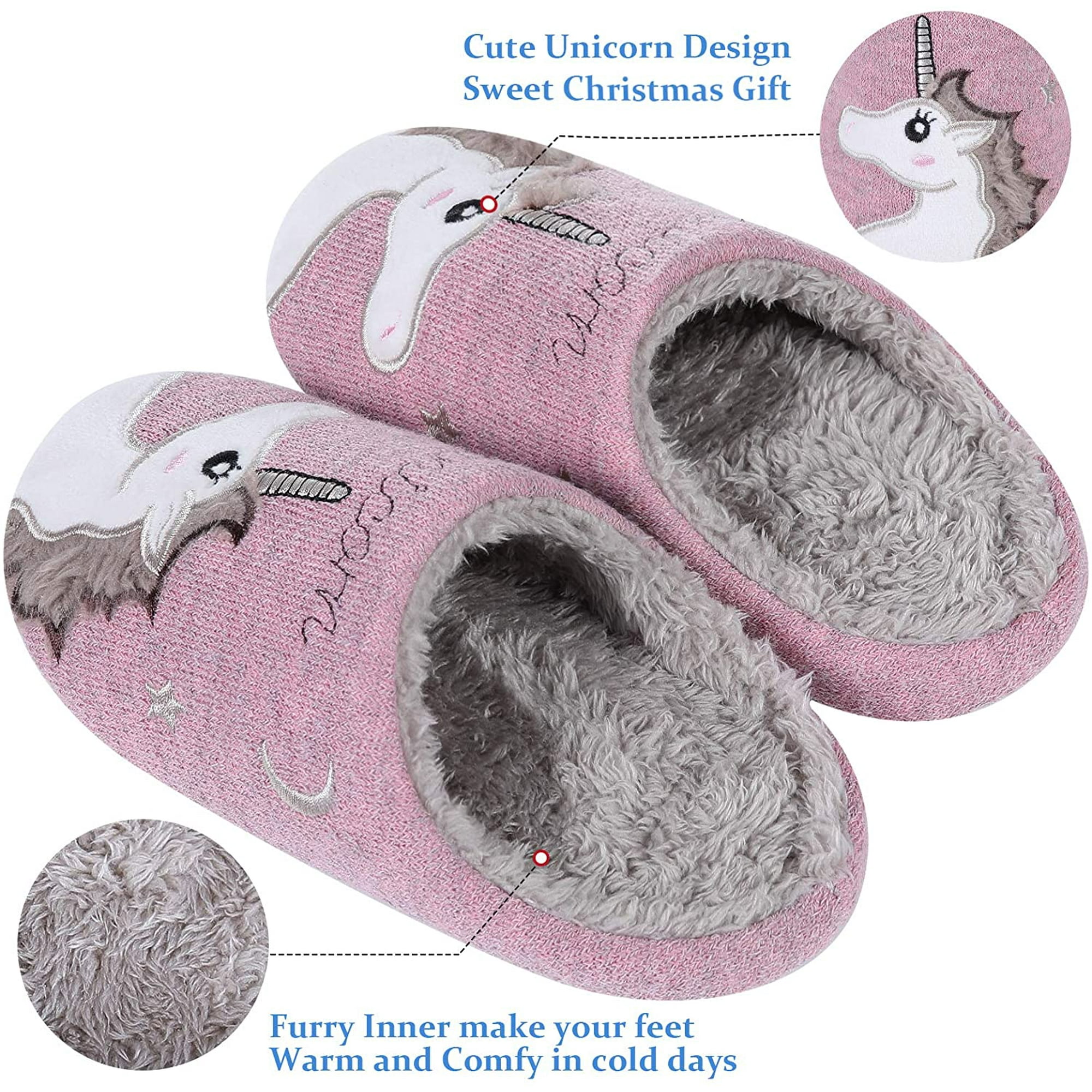 Cute Unicorn House Slippers for Kids Animal Indoor Slippers Waterproof Sole Fuzzy FFIY s Walmart