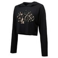thumbnail image 2 of Women's Majestic Threads Connor Bedard-Black Chicago Blackhawks Leopard Print Name & Number Cropped Pullover Hoodie, 2 of 3