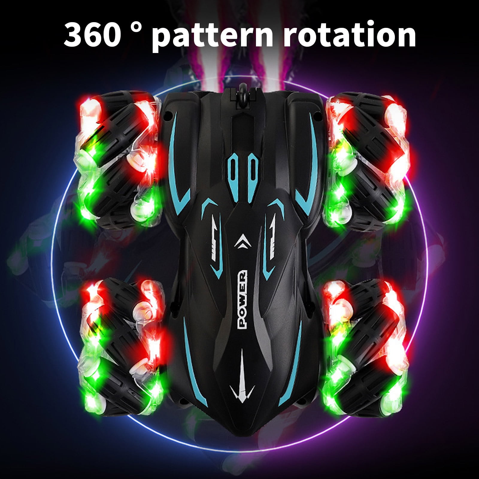 Xecvkr Four Wheel Drive 360 Stunt Rc Car LED Lights 40 Minute Runtime Dual Remote Rechargeable Long Battery Off-Road Drift Crawler 16.5x15.5x6cm 1 Unit Black Red