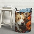 thumbnail image 7 of KLL Vintage Colorful Flower Puppy Waterproof Foldable Laundry Hamper Bucket with Handles for Storage Bin,Kids Room,Home Organizer (Medium ), 7 of 7