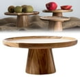 thumbnail image 2 of Egooesam Wooden Rustic Cake Stand with Acacia Wood Base Decorative Kitchen Server and Display, Taupe Round Dessert Display Stand for Cakes, Cupcakes & Party Entertaining, 2 of 9