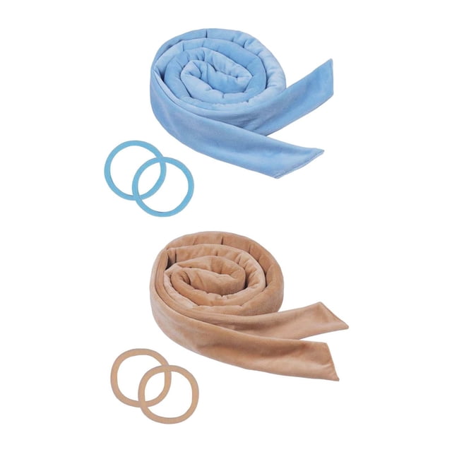 2Pcs Heatless Curling Rod Headband with Scrunchies Blue and Coffee jinwen varilla rizadora sin calor