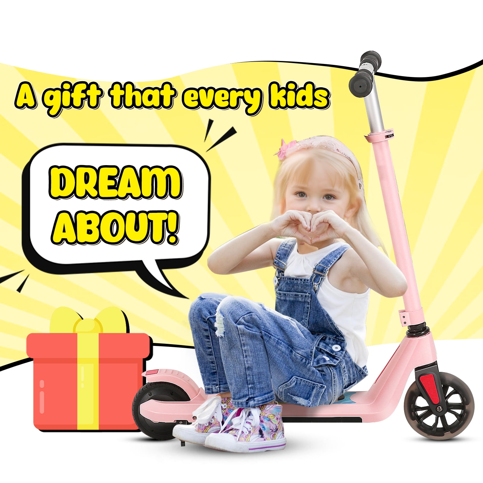 SANOPY Electric Scooter for Kids Ages 6-14 with Dynamic Lights, LED Display, 8 MPH, 80 mins Ride Time, Adjustable Handlebar Height, Lightweight Kids Electric Kick Scooter, Blue