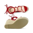 thumbnail image 4 of BLISSFUL STEP Women's Platform Espadrilles Wedge Heel Transparent Straps Sandals Red (Size 7), 4 of 7