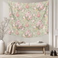 thumbnail image 5 of Pink Flowers Tapestry for Bedroom Wall Hanging Tapestry, Green Country Botanical Floral Leaves Ceiling Backdrop Tapestries Poster Blanket Wall Decor for Teens Room Living Room Dorm 39" x 59", 5 of 8
