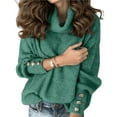 thumbnail image 2 of Suéteres de Punto Grueso Oversize para Mujer, con Cuello Alto, Larga y Corte Holgado, Ideales para el Invierno Verde M, 2 of 8