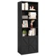 thumbnail image 1 of 6 niveles freestanding de madera estante para sala de estar, dormitorio, o oficina - estilo rural y industrial style con doors y abiertos estantes (negra), 1 of 6