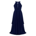 thumbnail image 3 of Oyolan Robe de Demoiselle d'Honneur pour Enfants Robe Longue en Chiffon pour Concours Soirée Danse Robe Marine lue 16, 3 of 7