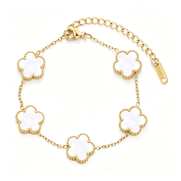 DESIGNICE Four Leaf Clover Bracelet for Women 18K Gold Plated Stainless Steel Lucky 4 Leaf Gold Link Bracelet Jewelry Gift for Women Clover Bracelets for Women