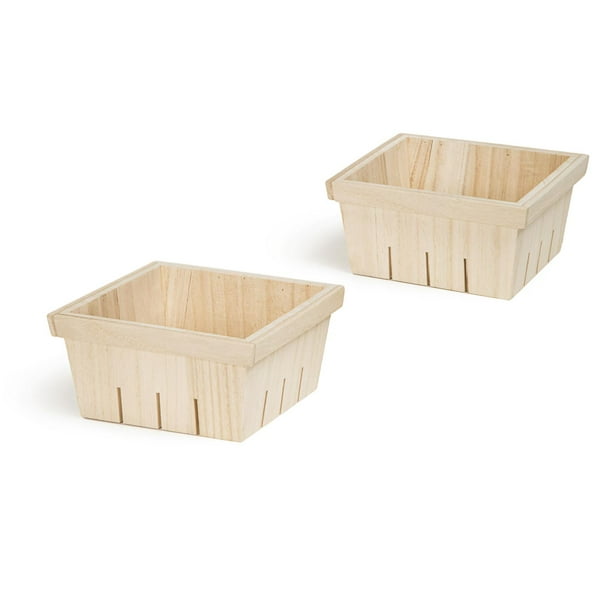Unfinished Wood Baskets 6.25 x 3.5 inches, 2 pack