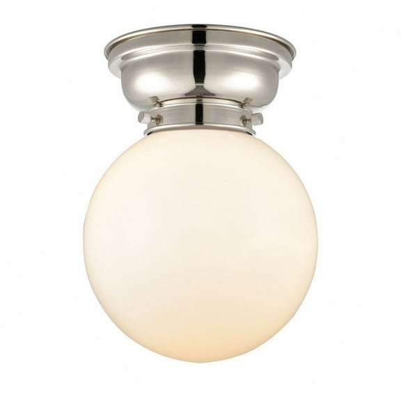 623-1F-PN-G201-8-Innovations Lighting-Beacon - 1 Light Flush Mount In Industrial Style-9.15 Inches Tall and 8 Inches Wide-Polished Nickel Finish-Matte