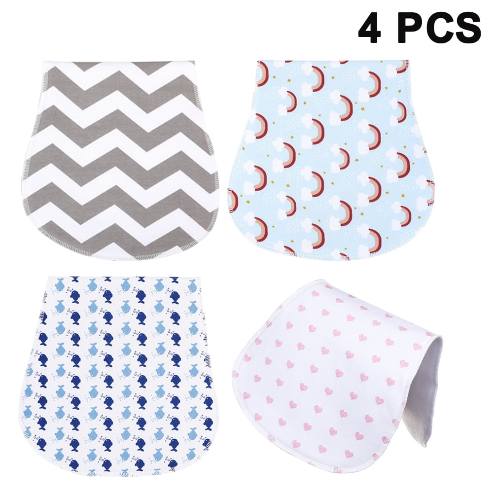 NEW Set of 4 Cute Baby Burp Cloths 100% Cotton Flannel FREE SHIPPING 