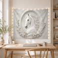 thumbnail image 5 of White Horse Bas Relief in Ornate Oval Frame, Serene Vintage for Horse Lovers, Equestrian Wall Art, Housewarming Gift, Tapestry Wall Hanging for Bedroom and Dorm, 5 of 7