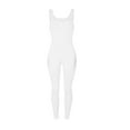 thumbnail image 4 of up to 60% off Gifts Usmixi Jumpsuits for Women Dressy Workout Sexy Slim Fit Knitted Zipper Jumpsuits Overalls Summer V-Neck Sleeveless Solid Long Trendy Rompers White s, 4 of 7