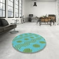 thumbnail image 3 of Ahgly Company Indoor Round Patterned Medium Sea Green Area Rugs, 5' Round, 3 of 6