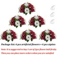 thumbnail image 6 of Blosmon Flower Kissing Balls Wedding Centerpieces 6 Pcs Spring Artificial Roses Flowers Burgundy White Floral Arrangements, 6 of 8