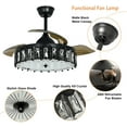 thumbnail image 6 of DingLiLighting 42'' LED Crystal Ceiling Fan with Light, Industrial Ceiling Fan Lighting with Retractable Blades, 3 Color, Adjustable, 3 Wind Speeds, Timing, Black, 6 of 9