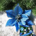 thumbnail image 3 of 10/5 piezas de 12 cm de simulación de flores navideñas con purpurina dorada en polvo, flores artificiales falsas para árbol de Navidad, adornos para el hogar, 3 of 6