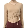 thumbnail image 6 of tarylea Women's Yoga Tops V Neck Drawstring Tops Long Sleeve Slim Fitted Shirts Casual Sports Shirts Athletic Tops, 6 of 6