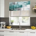 thumbnail image 5 of Turquoise Ombre Valances for Windows, Decorative Rod Pocket Window Valance Curtains, Modern Abstract Mottled Texture Art Short Curtain Drapes for Kitchen/Bathroom/Living Room, 2 Panels, 42" W x 12" L, 5 of 8