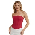 thumbnail image 1 of Bustier Sans Bretelles pour Femmes, Sans Manches, Couleur Unie, à Armatures, 1 of 8