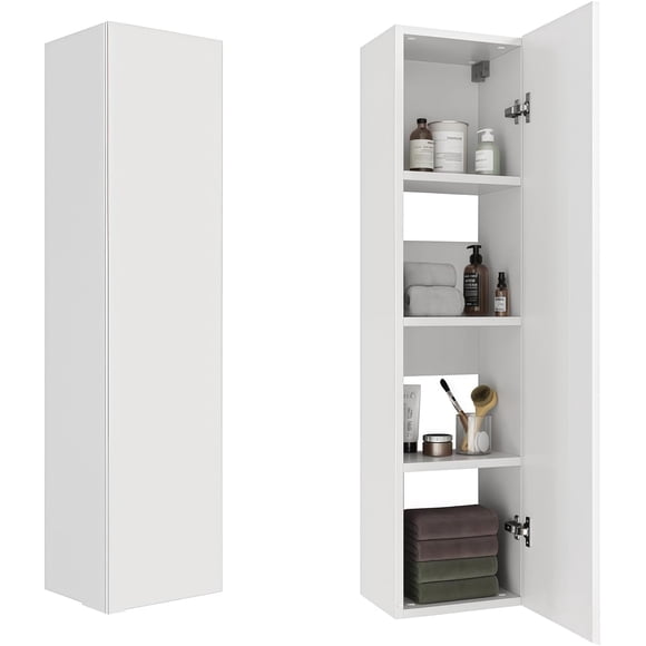 Muebles para Baño Organizador de Baño Mueble Organizador Armario de Almacenamiento Baño con Estantes Abiertos 30X15.5X120CM(Blanco)