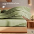 thumbnail image 4 of Juego de Sábanas de Bambú Dreamlab, Ropa de Cama Ultra Suave, Fresca, Hipoalergénica, Ecológica, Sábanas Individuales de Bambú, Color Verde Olivo, 4 of 11