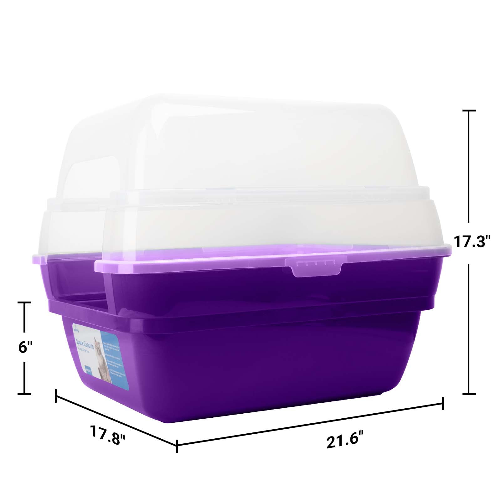 Petfamily Extra Large Cat Litter Box, Color Purple, Jumbo Hooded, 21.50 x 17.90 x 17.25 in