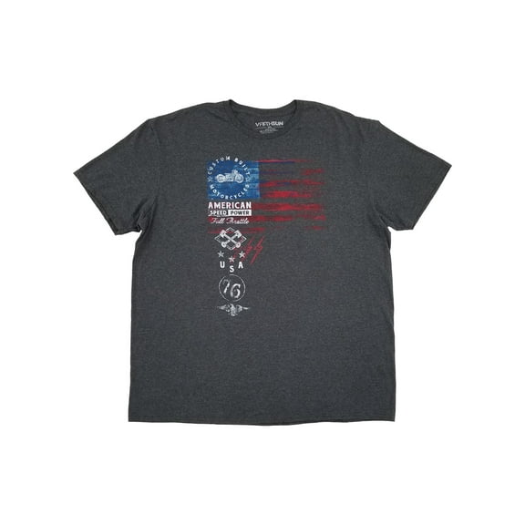 Fifth Sun Mens Charcoal Gray Custom Built Motorcycles American Power T-Shirt XXL