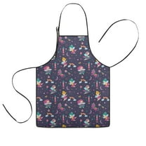 Fairy Princess Magic Pattern Kids Aprons for Girls and Boys,Adjustable Neck Strap Toddler Aprons for Kids Cooking Baking