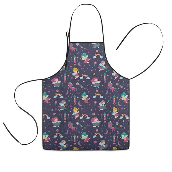 Fairy Princess Magic Pattern Kids Aprons for Girls and Boys,Adjustable Neck Strap Toddler Aprons for Kids Cooking Baking