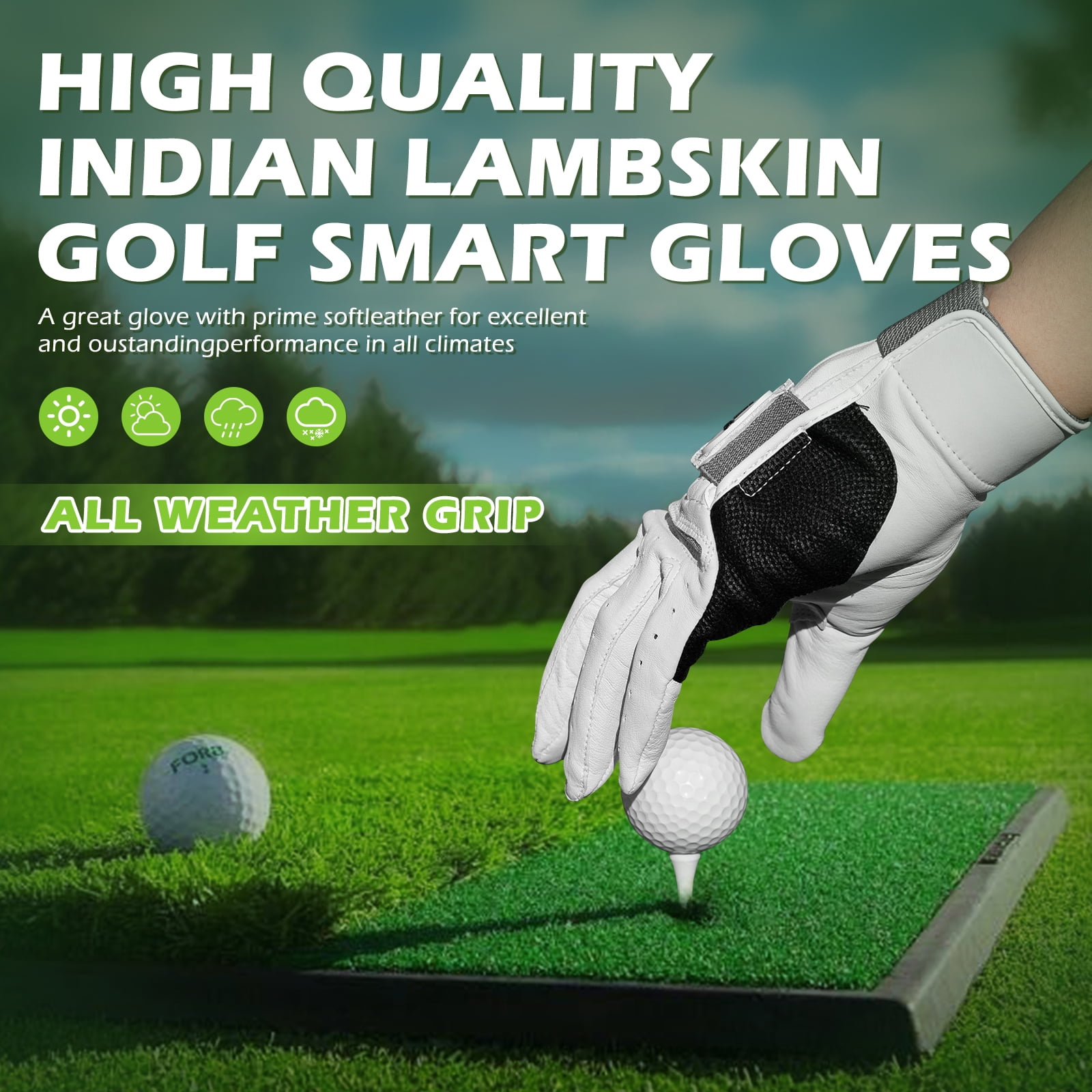 XL Men's Golf Gloves - Left Hand | Golf Gloves With Ball Markers & Wrist Support | Comfortable Grip For Practice