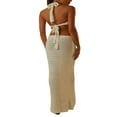 thumbnail image 4 of Robe Longue Moulante en Tricot pour Femmes, Découpes, Taille Haute, Soirée, Bal de Promo, Robe Longue Décontractée, Rose, m, 4 of 6