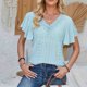 thumbnail image 4 of Fiudx Tops para Mujer Camiseta Holgada Informal con Cuello En V y Manga de Retales de Color Sólido para Mujer, 4 of 6