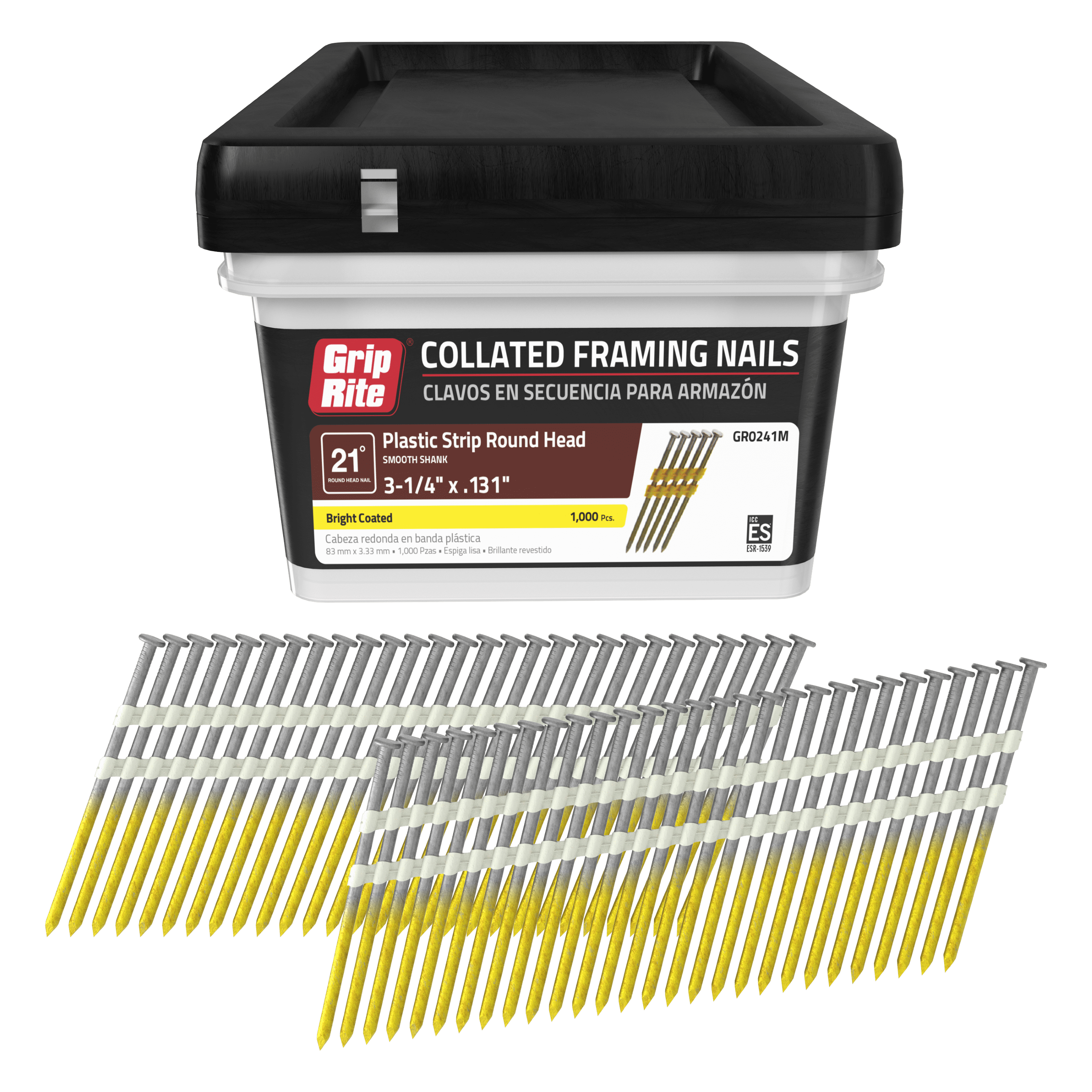 Grip-Rite 21O Plastic 3-1/4" X .131 CTD Smooth 1M Framing Nail