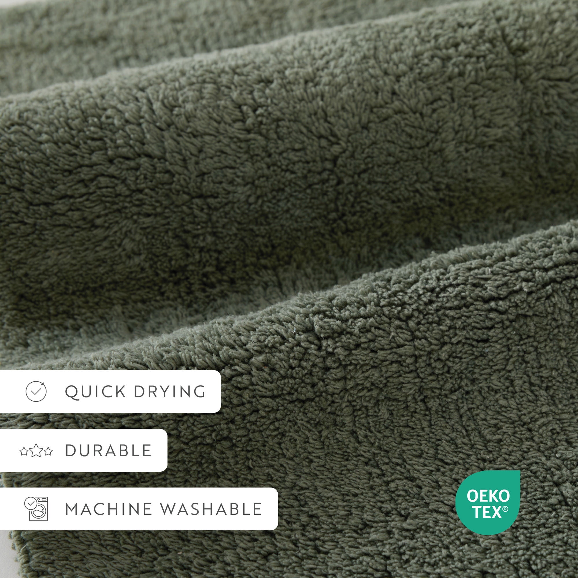 Noble Linens Reversible Dual-Texture Cotton Bath Mat, 24 in x 17 in, Sage