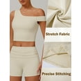 thumbnail image 5 of Aivtalk Womens Sports Bra Longline One Shoulder Workout Bralette Padded Wirefree Low Impact Support Built in Bra Butterluxe Asymmetrical Yoga Cropped Tank Tops Apricot M, 5 of 7