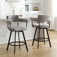 thumbnail image 3 of Zesthouse 26" Counter Height Swivel Barstools, Linen Upholstered Bar Stools Set of 2, Metal Base, Gray, 3 of 12