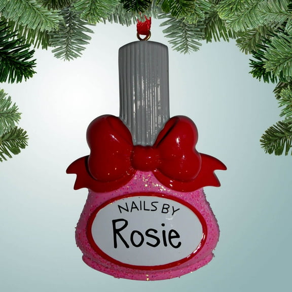 Personalized Pink Nail Polish Christmas Ornament - Spa - Day of Beauty - Salon - Girls Day Out