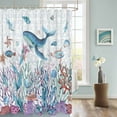 thumbnail image 3 of Fabric Shower Curtain, Summer Whale Fish Coral Starfish Colorful Ocean Bathroom Curtain with 12 Hooks Waterproof No Bad Odor Machine Washable Bath Curtains for Bathroom, Spa Room, 36"x72", 3 of 6