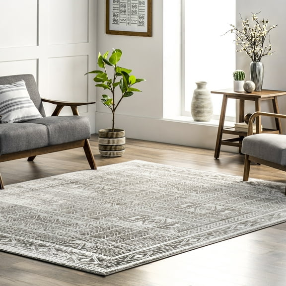 nuLOOM Irene Tribal Panel Area Rug, 4' 3" x 6', Grey
