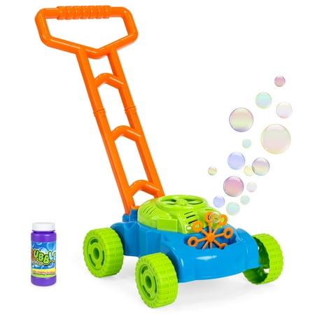 Best Choice Products Kids Multicolor Electronic Bubble Blowing Lawn Mower Toy for Outdoor Fun, Pretend Play w/ Bubble Solution