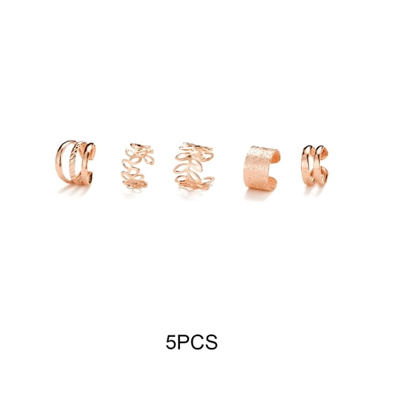 DESIGNICE 2026 New 10 Pcs Leaves Clip Earrings for Women Rose Gold Color Creative Simple C Ear Cuff Non-Piercing Ear Clips Set Trend Jewelry Gift for Parties, Weddings, Casual Wear, Gifting