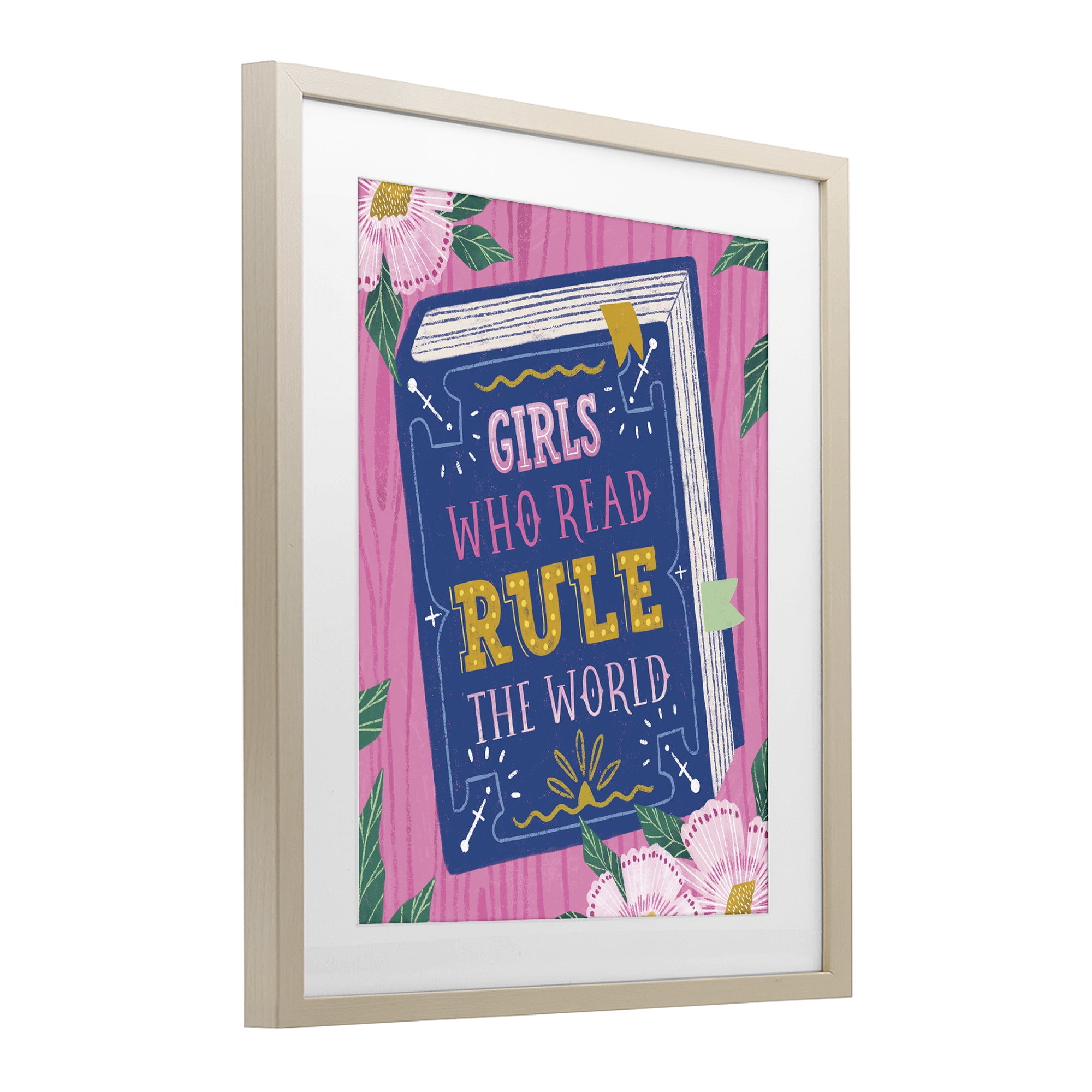 Stupell Industries Girls Who Read Inspirational Birch Framed Print Under Glass, design by Vanessa Stoilova